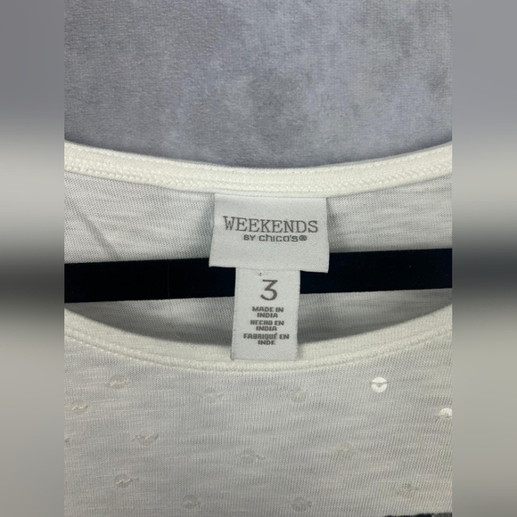 Chico's Parisian Weekends Lightweight Casual Top Embellishments Size 3 Cotton - Picture 4 of 8